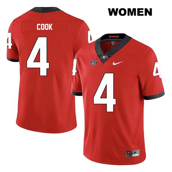 Georgia Bulldogs Women's James Cook #4 NCAA Legend Authentic Red Nike Stitched College Football Jersey RIF2756CB